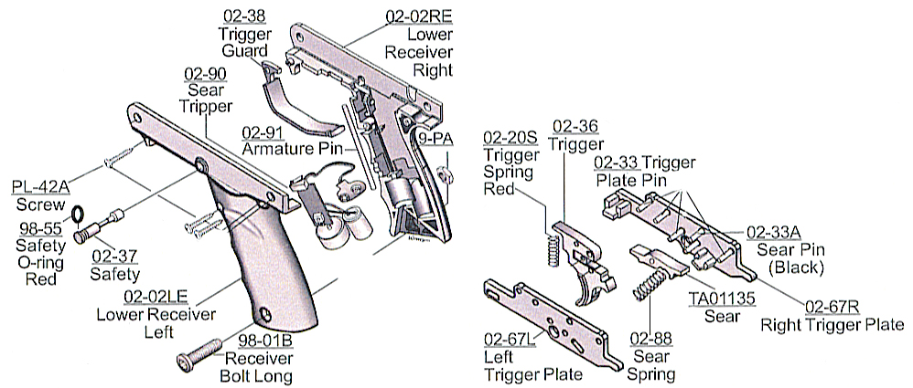 Tippmann A-5 E-Grip (Grip Only) Diagram